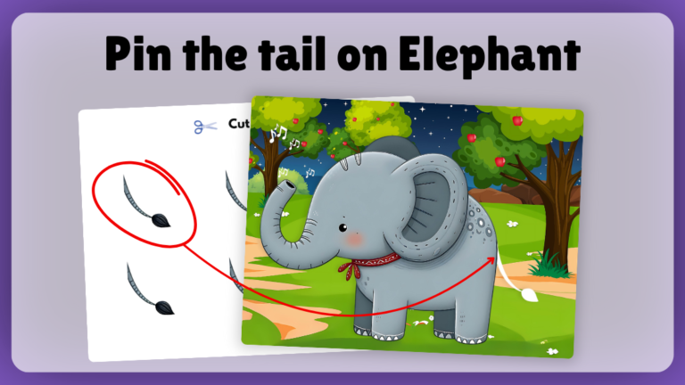 Pin the tails on the elephant printable pdf thumbnail