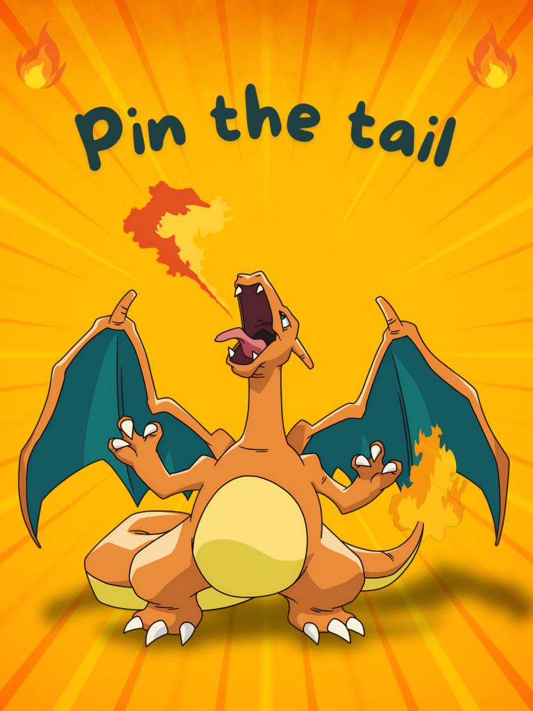 Pin the tail on Charizard fire game