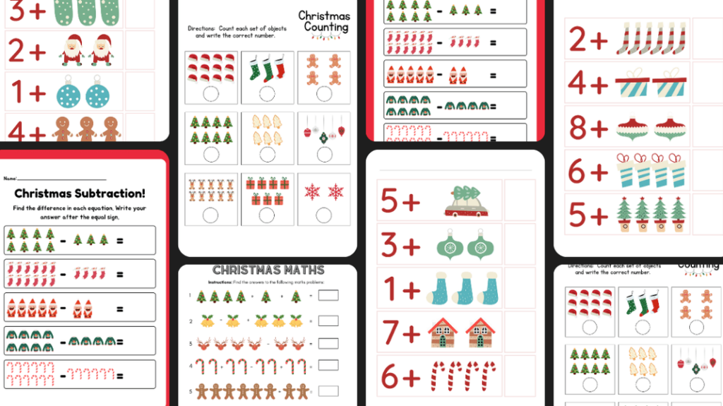 Christmas math for kids and kindergarden