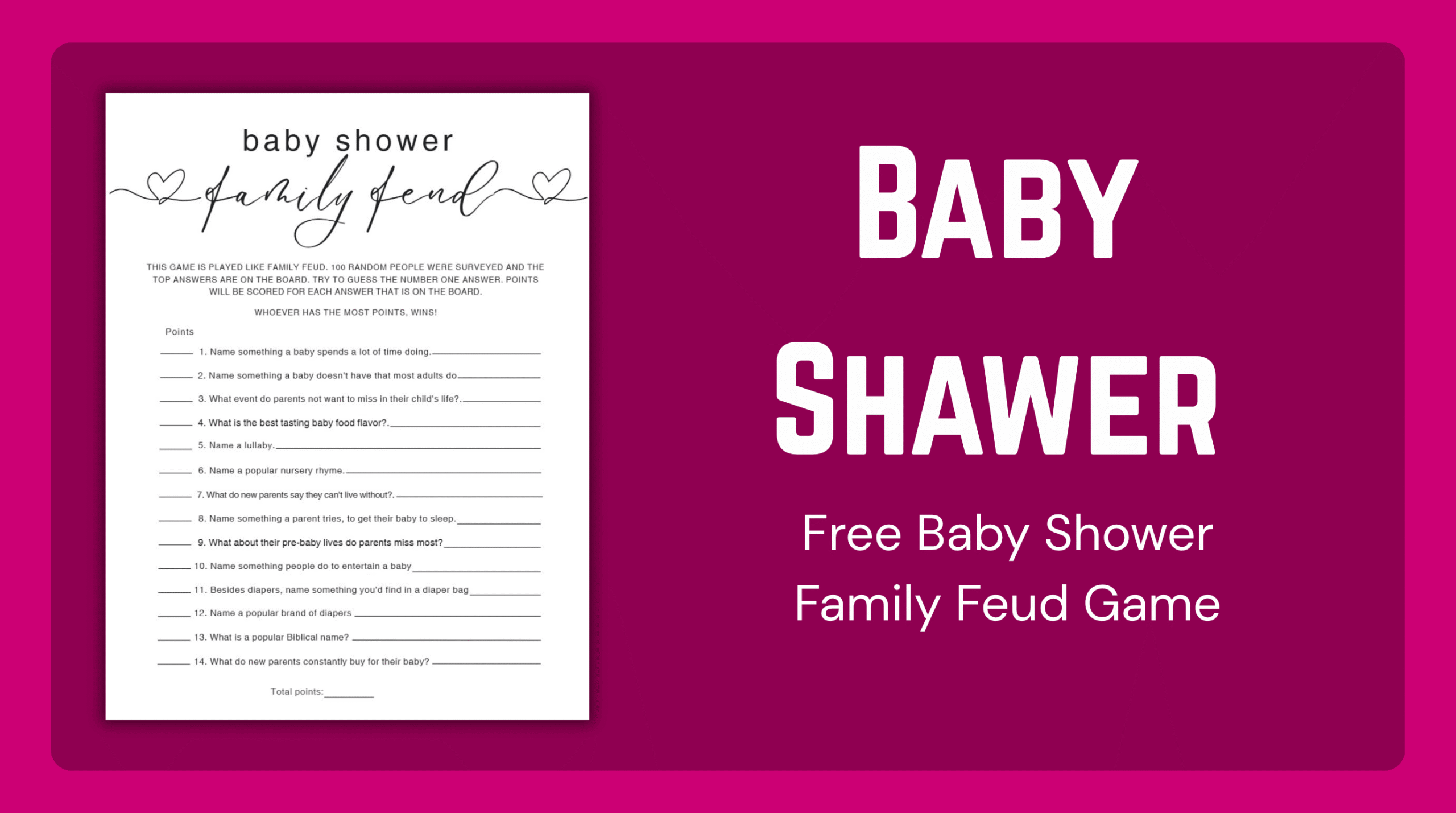 Free Baby Shower Family Feud Game